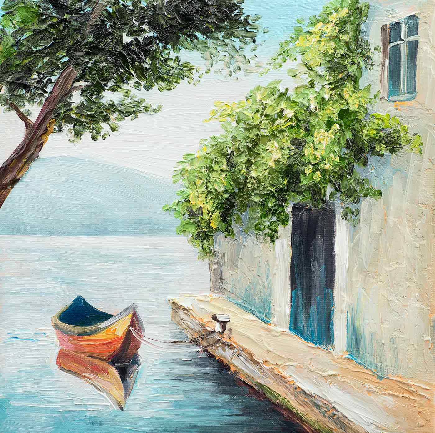 Shefali Ranthe - OilpaintinggondolainVenicebeautifulsummerdayinItalyabstractdrawing